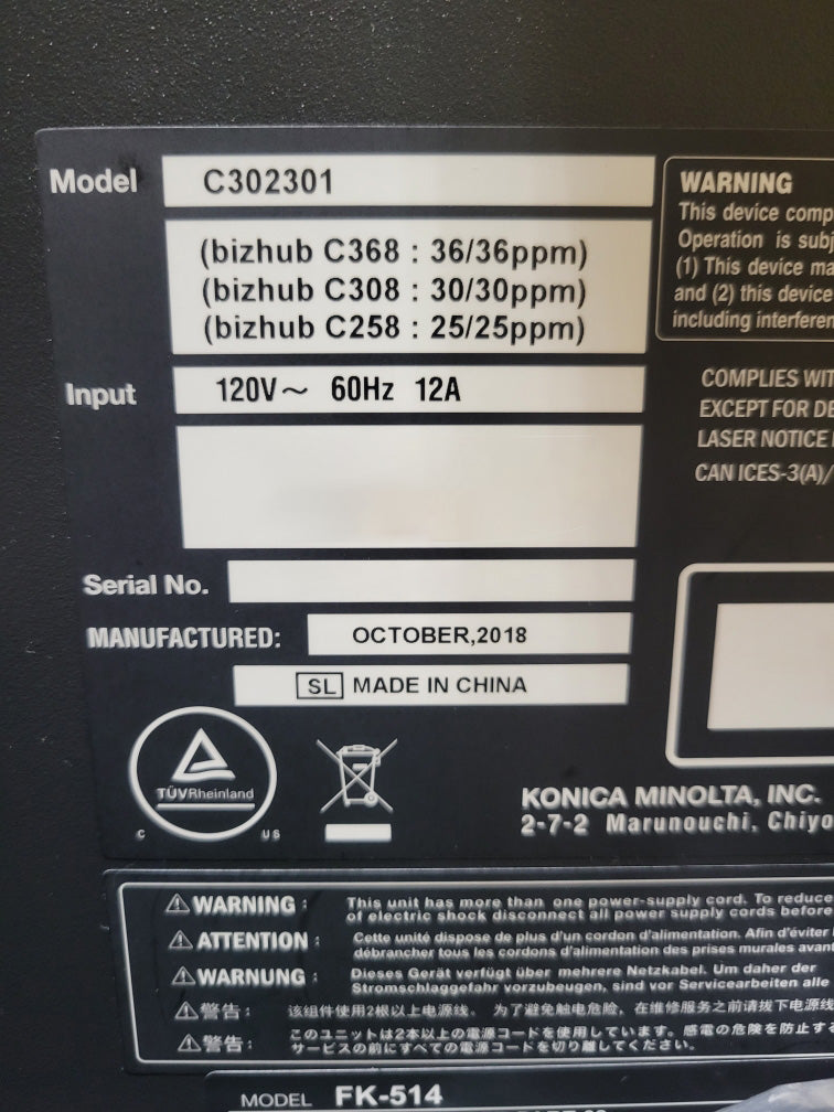 Konica Minolta C 308 Copy Machine