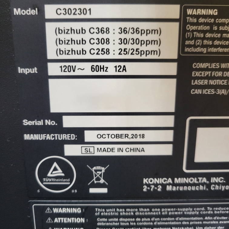 Konica Minolta C 308 Copy Machine