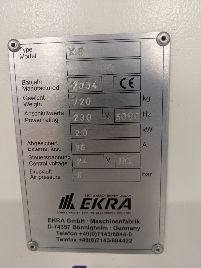 Ekra X 5 Automatic Screen Printer