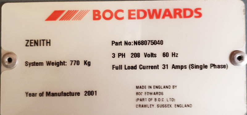 BOC Edwards Zenith MOCVD (Metal Organic Chemical Vapor Deposition)