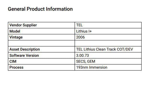 Tel Clean Track Lithius i+ Coater / Developer