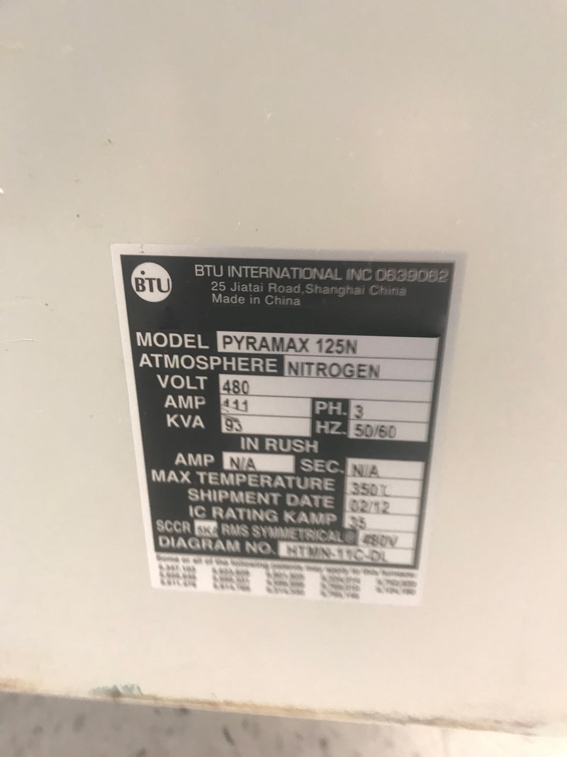 BTU Pyramax 125 N Reflow Oven