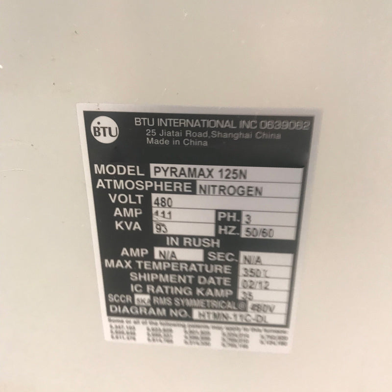 BTU Pyramax 125 N Reflow Oven