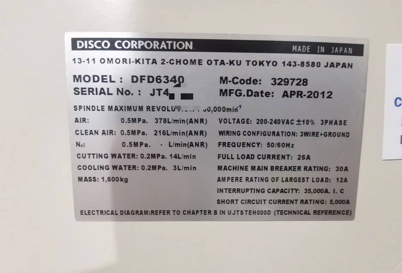 Disco DFD 6340 Automatic Dicing Saw