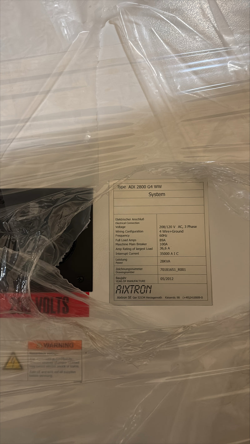 Aixtron AIX 2800 G 4 WW MOCVD Reactor (Metal Organic Chemical Vapor Deposition)