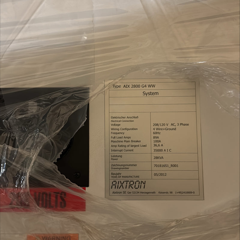 Aixtron AIX 2800 G 4 WW MOCVD Reactor (Metal Organic Chemical Vapor Deposition)