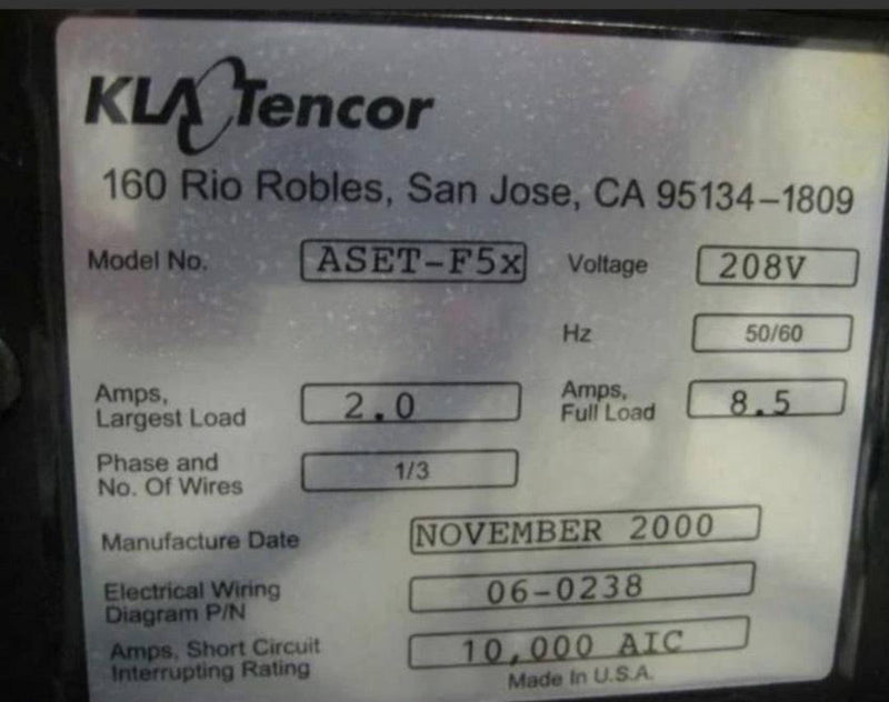 KLA ASET F 5 X Thin Film Measurement