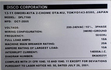 Disco DFL 7160 Automatic Laser Saw