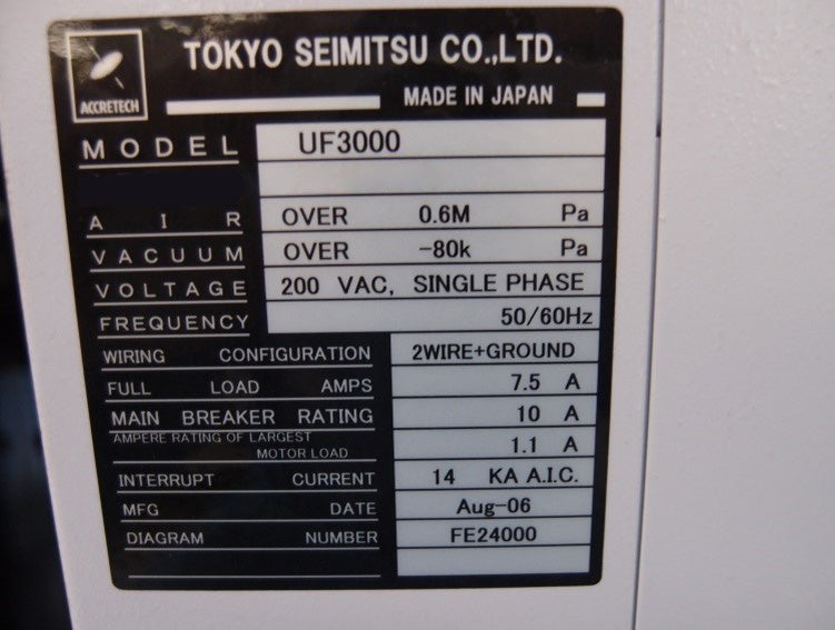 Accretech / TSK UF 3000 Automatic Wafer Prober