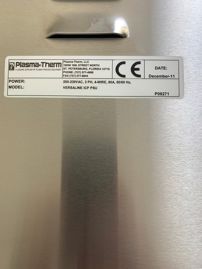 Plasmatherm Versaline ICP Etcher (Inductively Coupled Plasma)