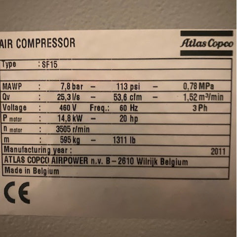 Atlas Copco SF 15 FF Compressor