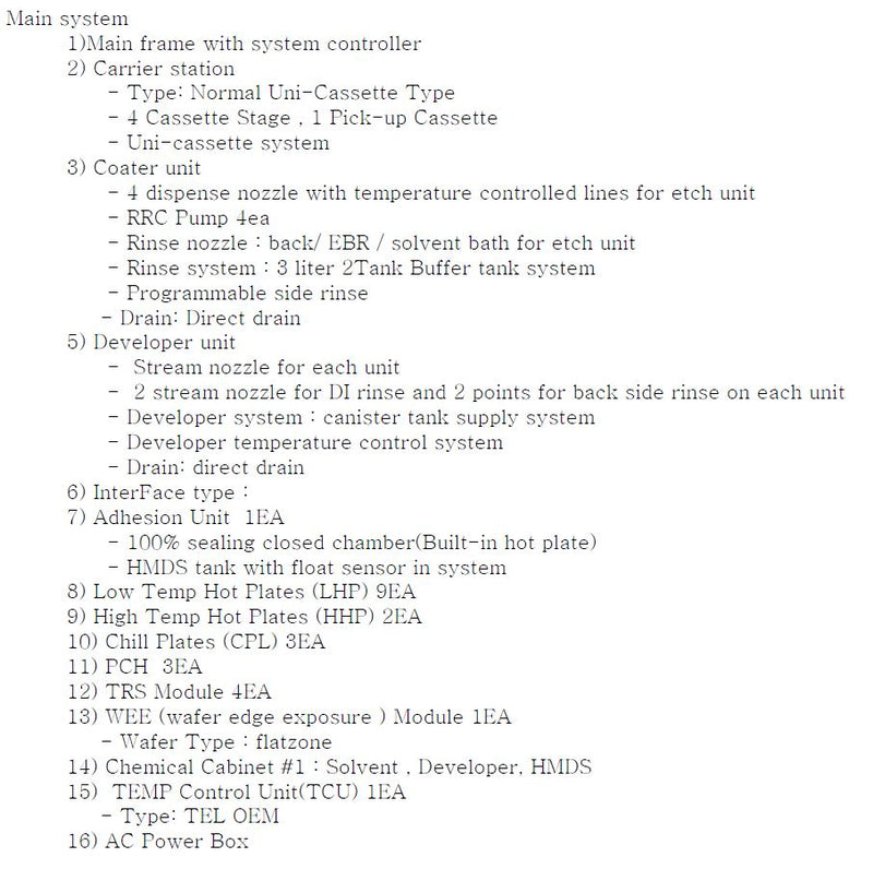 Tel Clean Track Act 8 Coater / Developer