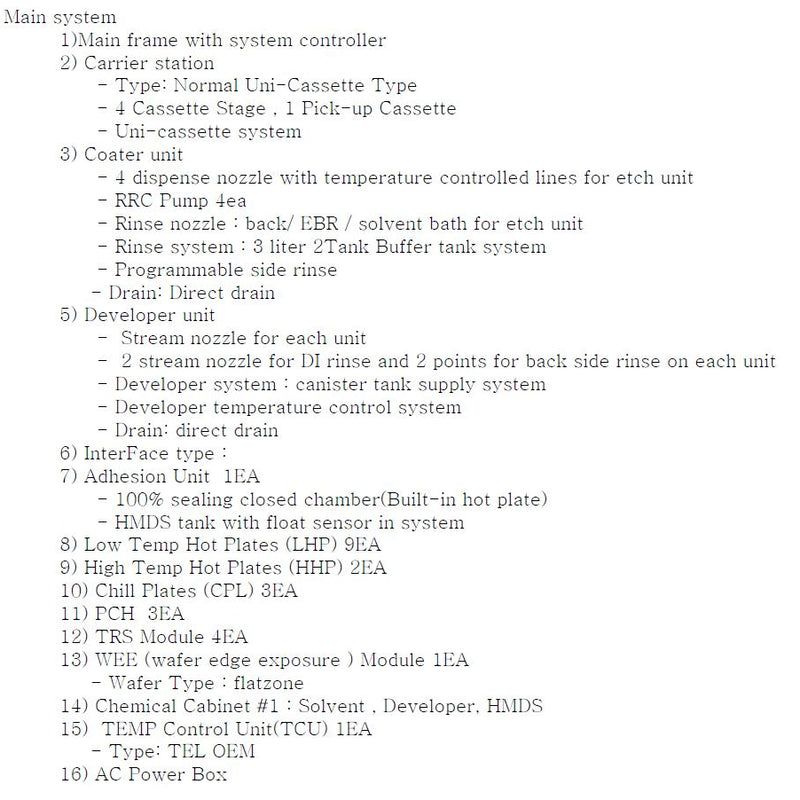Tel Clean Track Act 8 Coater / Developer