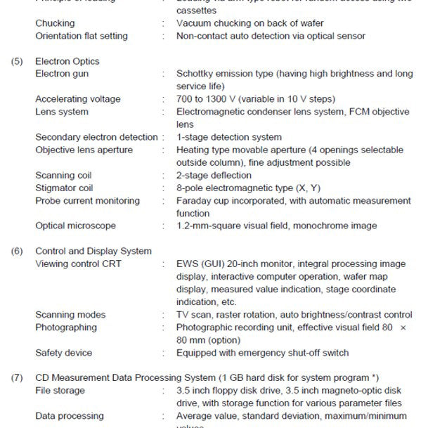 Hitachi S 8820 CD-SEM (Critical Dimension Scanning Electron Microscope)