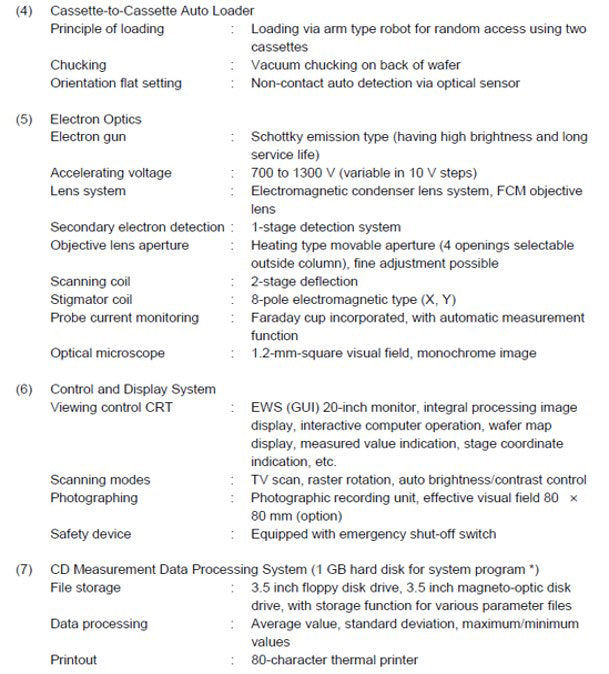 Hitachi S 8820 CD-SEM (Critical Dimension Scanning Electron Microscope)