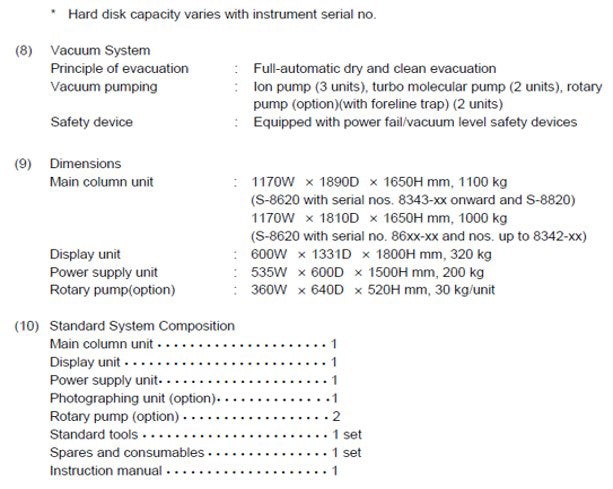 Hitachi S 8820 CD-SEM (Critical Dimension Scanning Electron Microscope)
