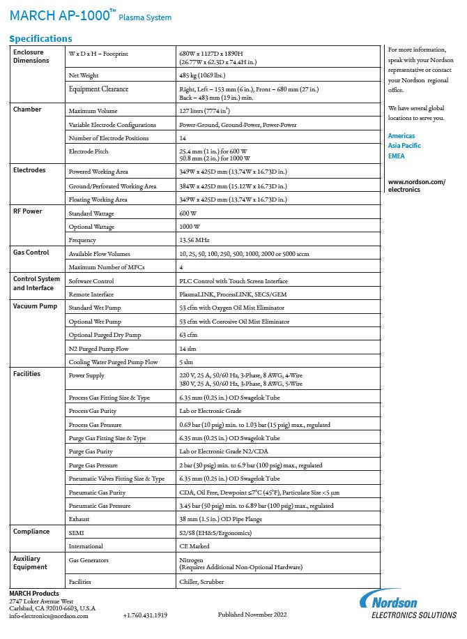 Nordson / March AP 1000 Plasma Cleaner