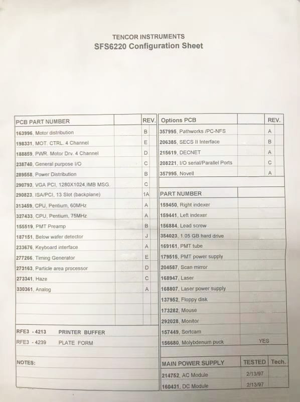 KLA 6220 Inspection System