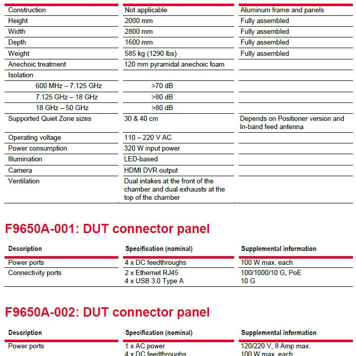 Keysight F 9650 A Compact Antenna Test Range (CATR) System