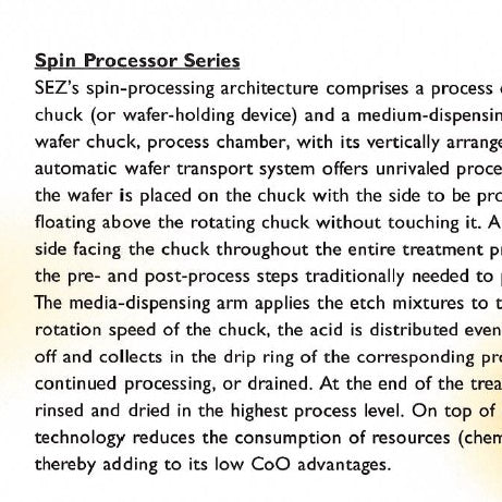 Lam / SEZ SP 223 Spin Processing