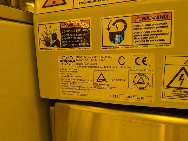 Bruker Contour GTX White Light Interferometer (WLI)