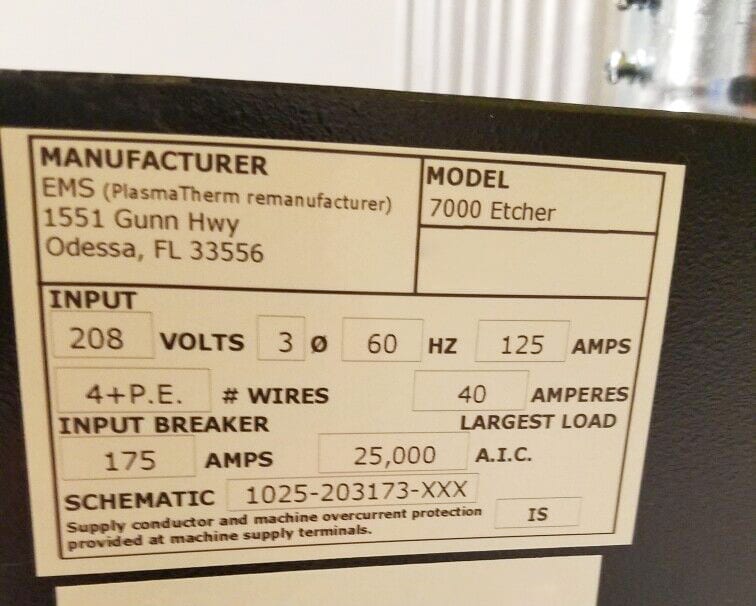 Plasmatherm 7000 (EMS) RIE (Reactive Ion Etcher)