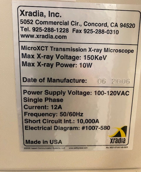 Xradia Micro XCT Transmission X-ray Microscope