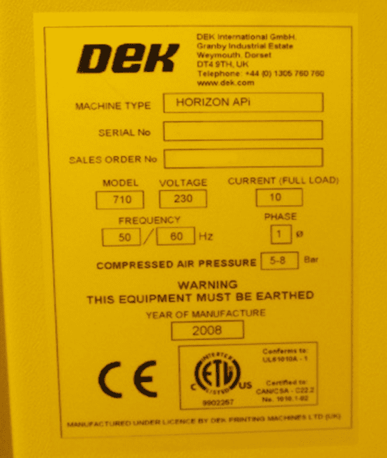 Dek Horizon API Screen Printer
