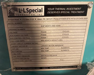L&L Special Furnace 386-1567-27-6921-480 R 3 K-J 12 Furnace
