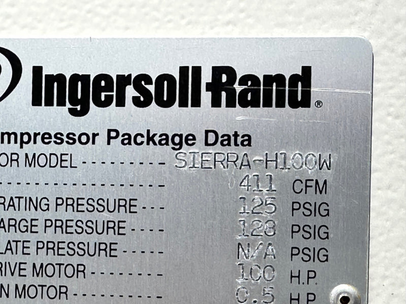 Ingersoll Rand Sierra H 100 W Air Compressor