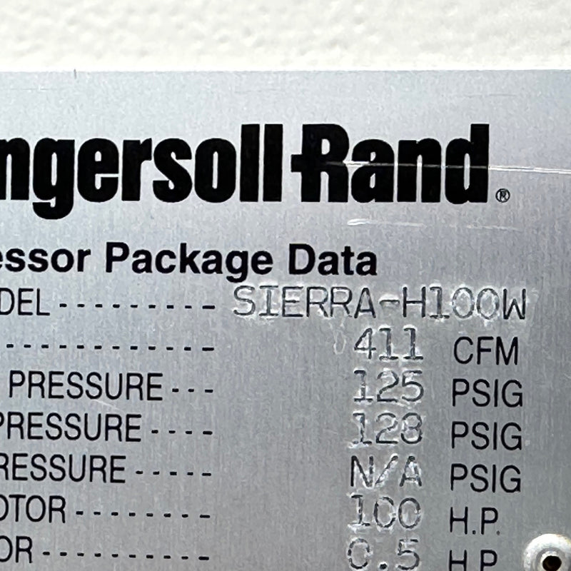 Ingersoll Rand Sierra H 100 W Air Compressor
