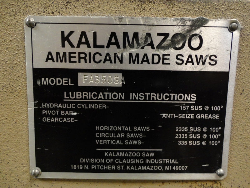 Kalamazoo FA 350 S Cold Saw