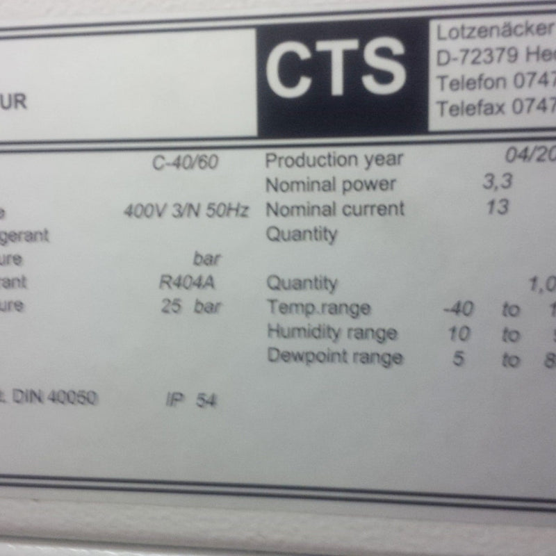CTS C 40 / 60 Humidity / Temperature Oven