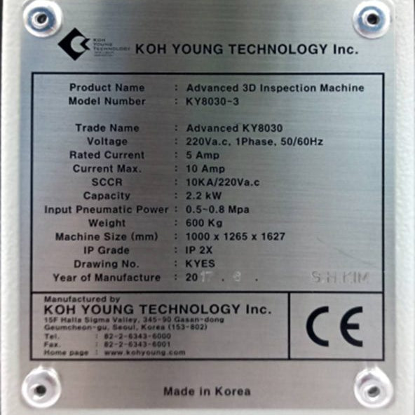 Koh Young KY 8030 3 3D Solder Paste Inspection