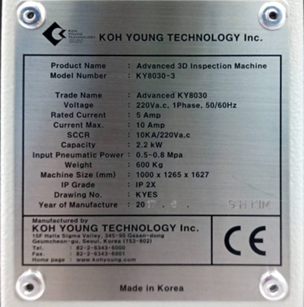 Koh Young KY 8030 3 3D Solder Paste Inspection