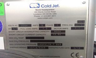 Cold Jet Microclean 2825 CO2 Dry Ice Blasting System