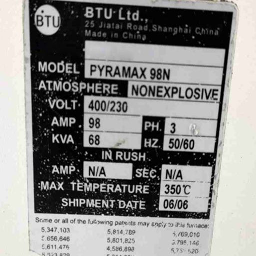 BTU Pyramax 98 N Nitrogen Reflow Oven