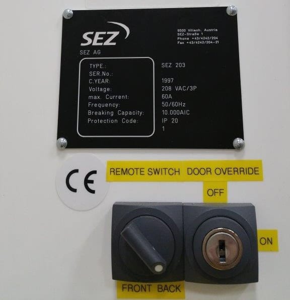 Lam / SEZ 203 Spin Processor / Etcher