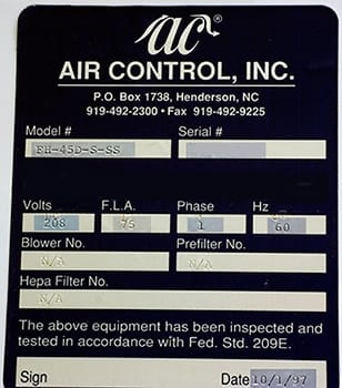 Air Control FH 45 D S SS Wet Bench