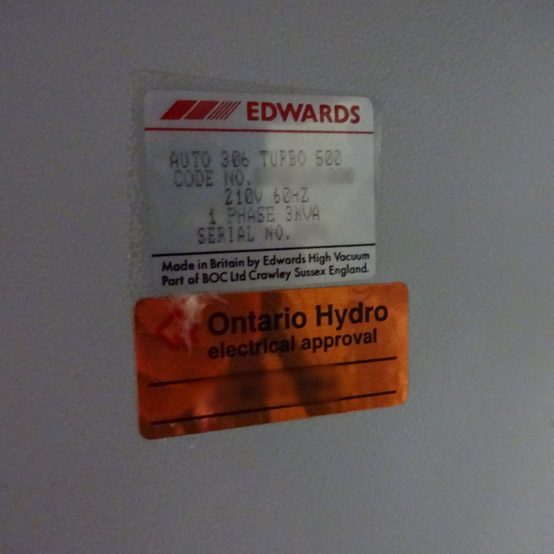 Edwards Auto 306 Turbo Vacuum Coater