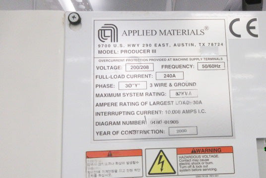 Applied Materials Producer III PECVD (Plasma-Enhanced Chemical Vapor Deposition)