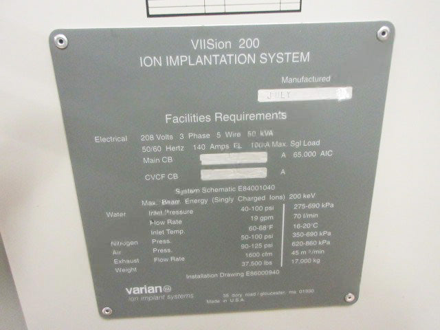 Varian Viision 200 Implanter