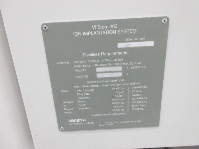 Varian Viision 200 Implanter
