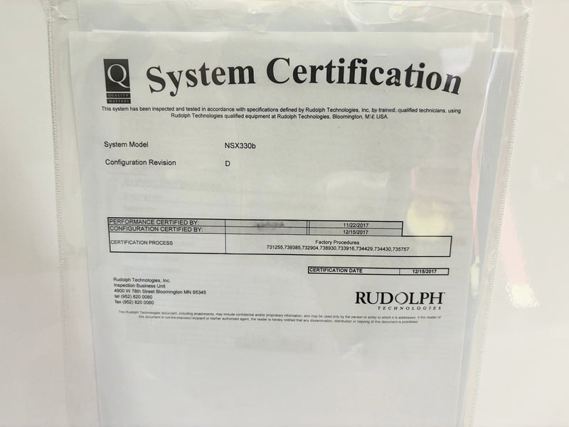ONTO / Rudolph / August NSX 330 B Inspection System