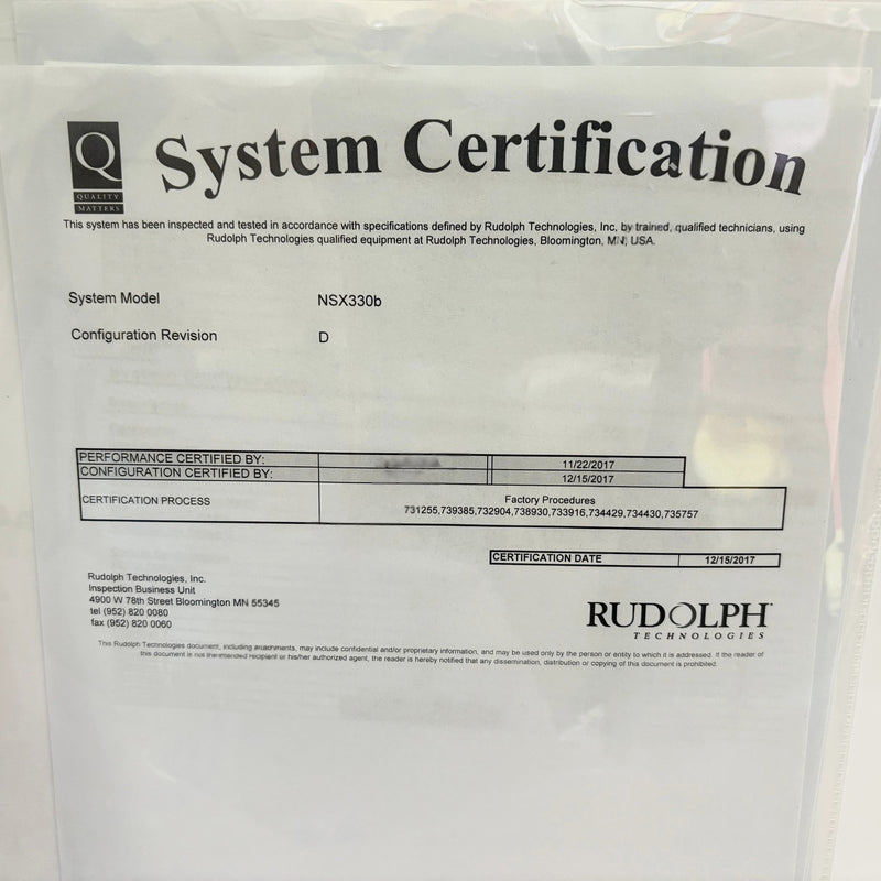 ONTO / Rudolph / August NSX 330 B Inspection System