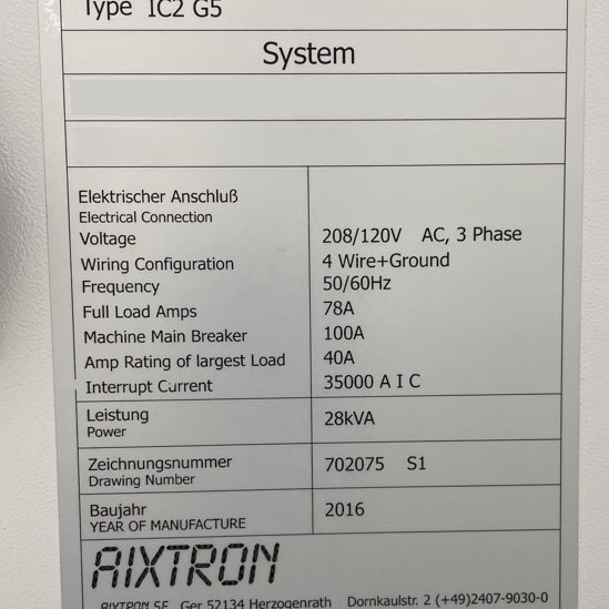 Aixtron G 5 HT MOCVD (Metal Organic Chemical Vapor Deposition)