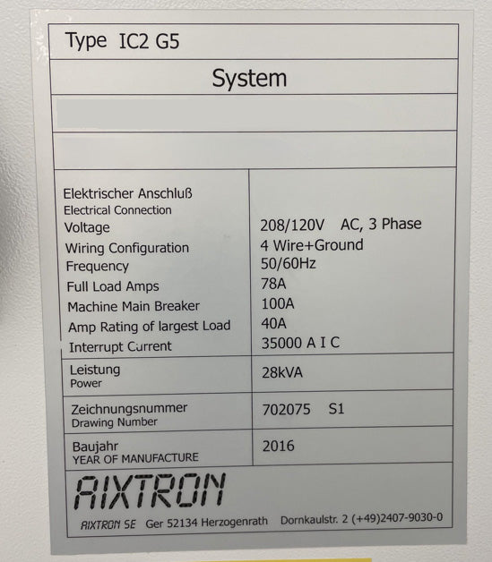 Aixtron G 5 HT MOCVD (Metal Organic Chemical Vapor Deposition)