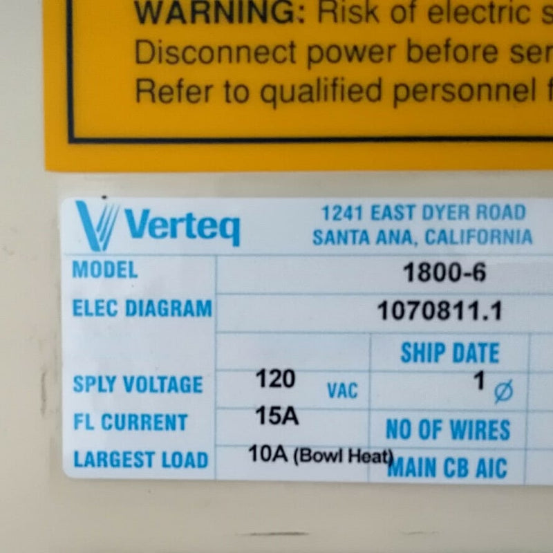 Verteq 1800 6 SRD (Spin Rinse Dryer)