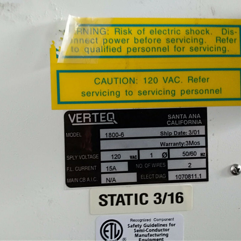 Verteq 1800 6 SRD (Spin Rinse Dryer)