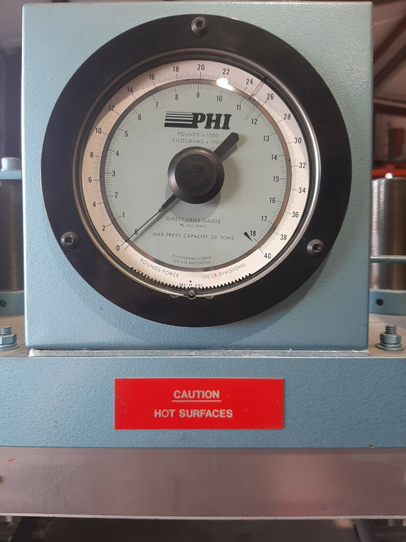 PHI PWR 2200 X 12 Heated Cooling Platen Strain Rod Bench Press